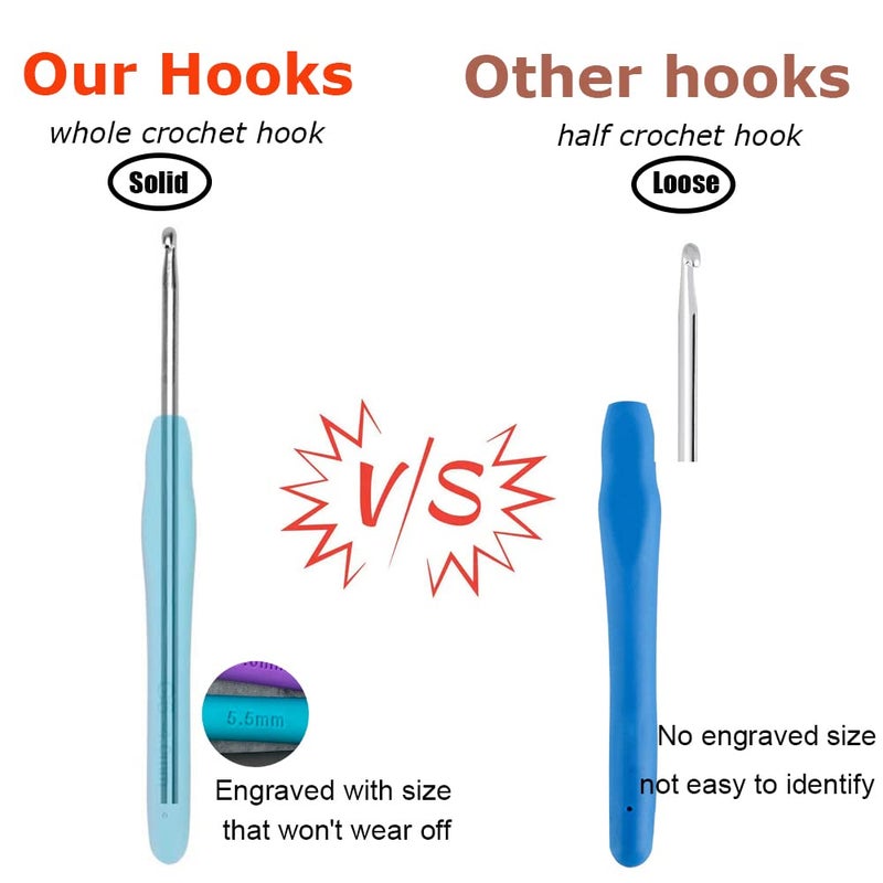 Mdoker Size I/9(5.5mm) Crochet Hook Extra Long Crochet Hooks for Arthritic Hands Ergonomic Grip Soft Handles for Beginners and Experiecced Crochet Lover Comfortable/Easy to Use - Image 2